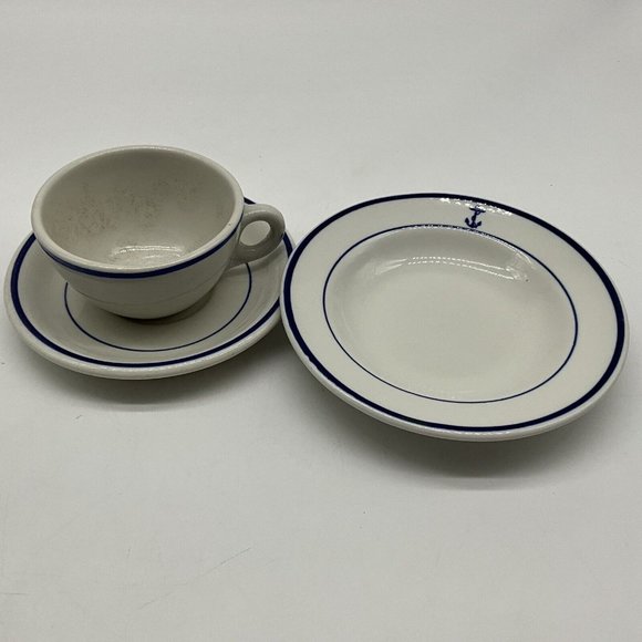 Shenango Vtg Navy China Restaurant Ware Includes Cup and Saucer and Small Bowl - Picture 6 of 16